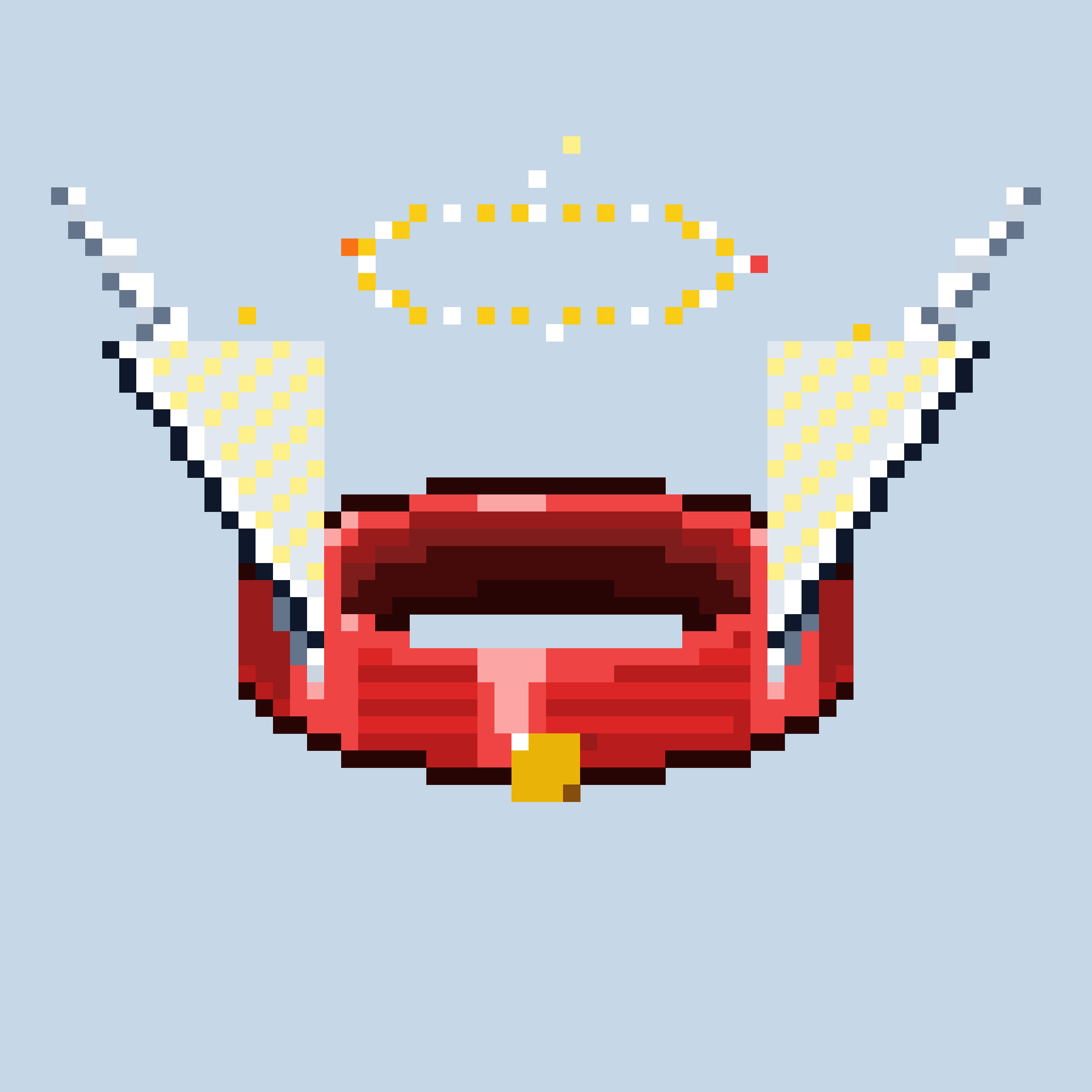 Winged red pixel ring