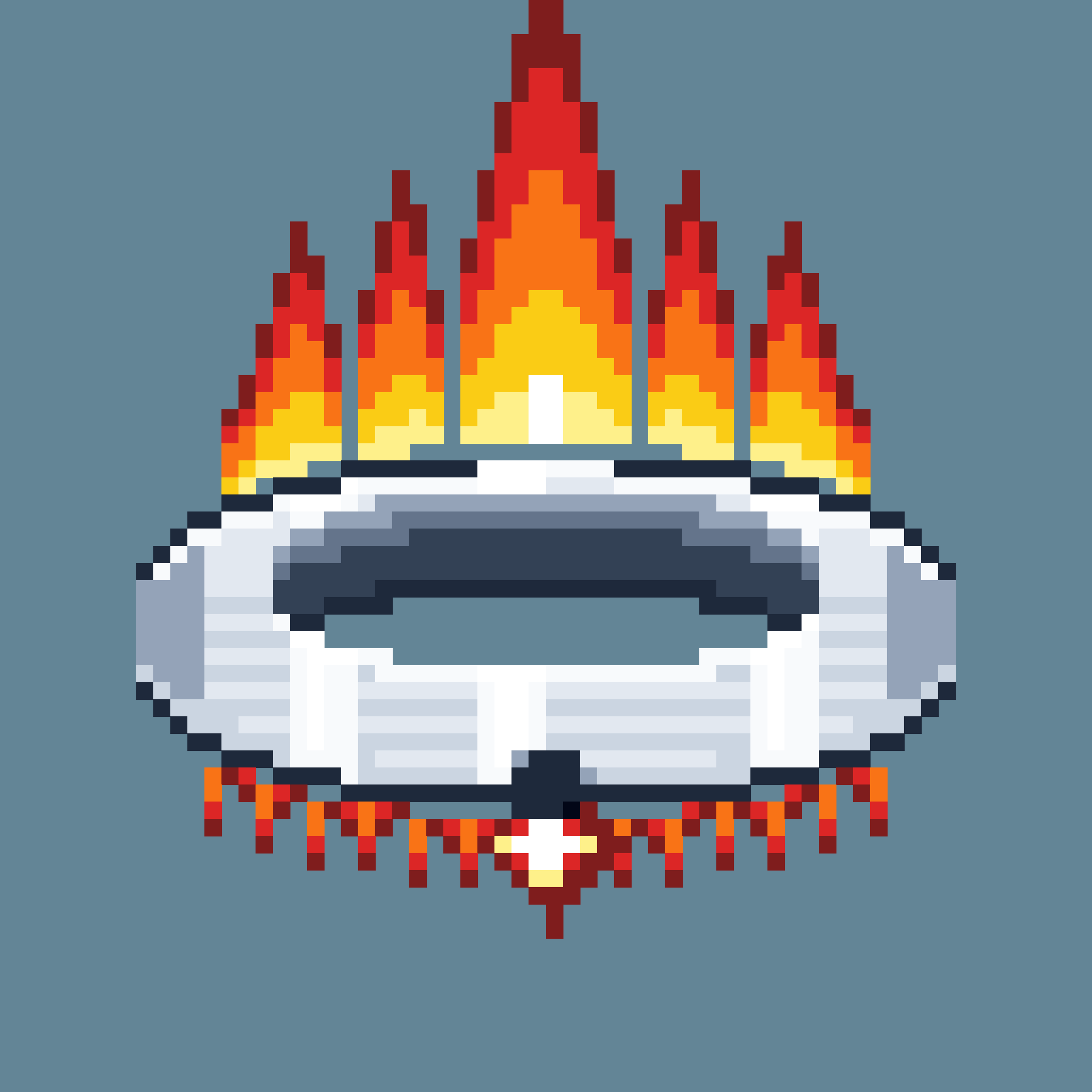 Flaming silver pixel ring